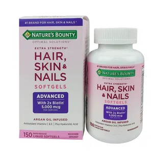 Nature's Bounty Advanced Hair, Skin & Nails, Argan-Infused Vitamin Supplement with Biotin and Hyaluronic Acid, 150 Rapid Release Softgels (Box of 150)
