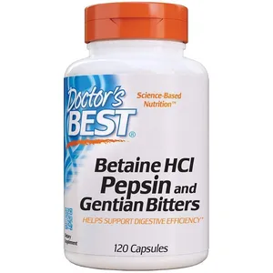 Doctor's Best, Betaine HCI Pepsin & Gentian Bitters, 120 Capsules (Box of 120)