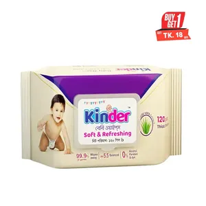 Kinder Wet Wipes - 120Pcs Pouch Pack (Buy 1 Get 18 Taka off)