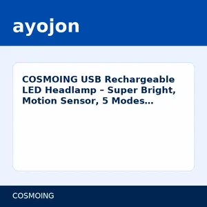 COSMOING USB Rechargeable LED Headlamp – Super Bright, Motion Sensor, 5 Modes, Waterproof, Adjustable