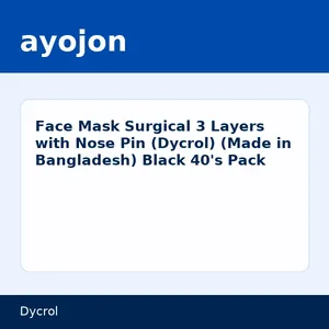 Face Mask Surgical 3 Layers with Nose Pin (Dycrol) (Made in Bangladesh) Black 40's Pack