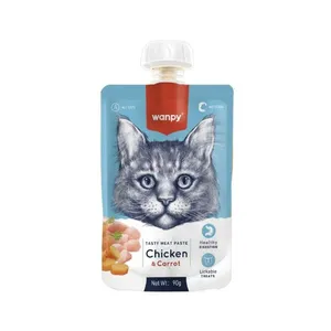 Wanpy Cat Food Tasty Meat Paste Chicken & Carrot - 90g Pouch