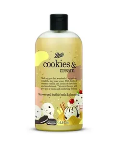 Boots Cookies & Cream Shower Gel, Bubble Bath & Shampoo 500ml
