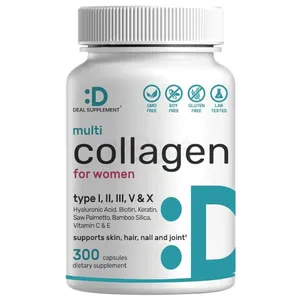 Multi-Collagen Pills for Women with Vitamin C, E, & Biotin, 300 Capsules