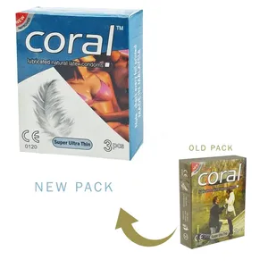 Coral Super Ultra Thin Lubricated Natural Latex Condom Single Pack 3x1= 3pcs