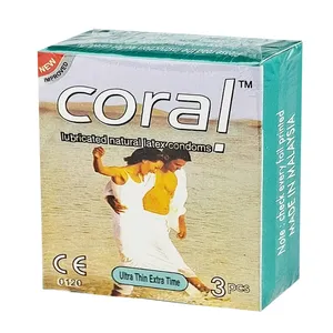 Coral-Ultra Thin Extra Time Lubricated Natural Latex Condom-Single Pack-3x1 = 3 Piece