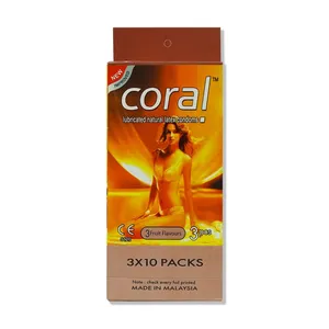 Coral 3 Fruits Flavors Girl Lubricated Natural Latex Condom for Men | Full Box 30pcs Condom | Malaysia