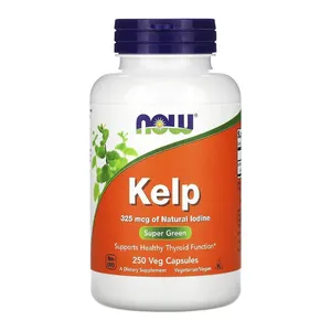 Now Kelp 325mcg Of Natural Iodine Super Green Supports Healthy Thyroid Function 250 Capsules (Box of 250)