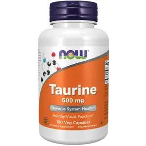 Now Supplements, Taurine 500 Mg, Nervous System Health*, Amino Acid, 100 Veg Capsules (Box of 100)
