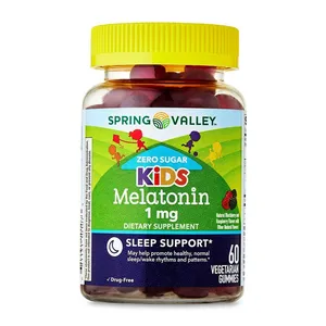 Spring Valley Zero Sugar Kids Melatonin 1mg Sleep Supports Dietary Supplement 60 Gummies (Box of 60)