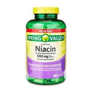 Spring Valley Flush-Free Niacin Inositol Hexanicotinate 500mg Metabolism Support 240 Capsules (Box of 240)