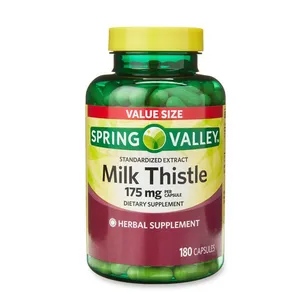 Spring Valley Standardized Milk Thistle 175mg Herbal Supplement Dietary Supplement 180 Capsules (Box of 180)