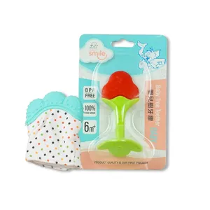 Baby Smile Stick Teether Soothing Baby Teething Aid & Baby Silicon Teething Mitten Hand Pacifier- (Combo of 2)