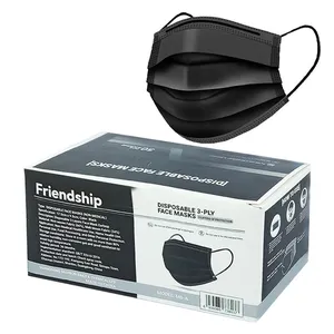 Friendship Face Mask Surgical 3 Layers with Nose Pin Black 50pcs Box