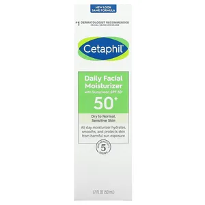 Cetaphil Daily Facial Moisturizer Sunscreen with SPF 50 for Dry to Normal, Sensitive Skin