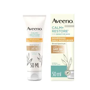 Aveeno Calm + Restore Nourishing Daily Moisturiser with SPF 30 Sheer Tint for Sensitive Skin