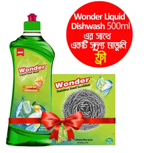 Buy 1 Wonder Liquid Dishwash 500ml & Get 1 Stainless Steel Scrubber Free