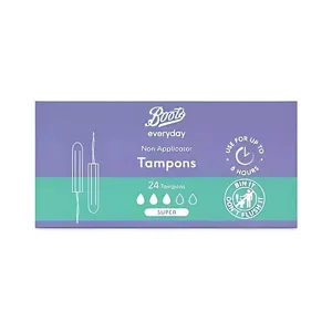 Boots Everyday Non Applicator Tampons Super 24 tampons Medium to Heavy Flow
