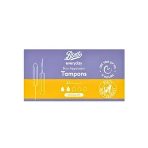 Boots Everyday Non Applicator 24 Tampons Regular Flow