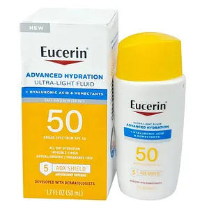 Eucerin Sun Advanced Hydration Ultra-Lightweight Face Sunscreen SPF 50 with Hyaluronic Acid & Humectants, Hydrating Sunscreen for Face 50ml