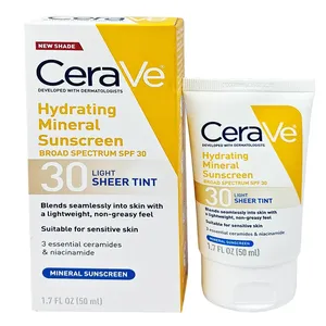 Cerave Hydrating Mineral Sunscreen Broad Spectrum SPF 30 Light Sheer Tint 50ml