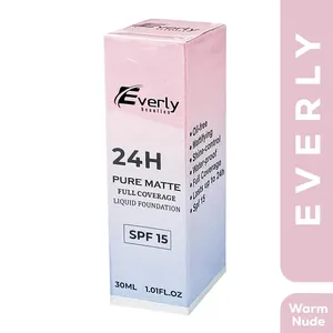 Everly Beauties 24H Pure Matte SPF 15 Full Coverage Liquid Foundation - Warm Nude 30ml