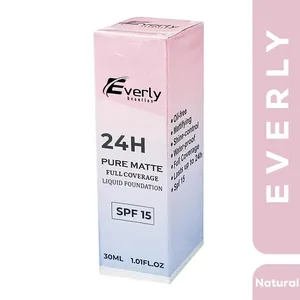 Everly Beauties 24H Pure Matte Full Coverage Liquid Foundation SPF 15 Natural 30ml