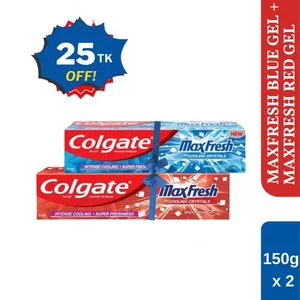 Colgate Max Fresh Red Gel Toothpaste 150g + Colgate Max Fresh Blue Gel Toothpaste 150g Combo Pack