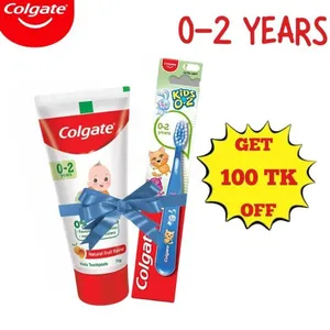 Colgate Kids 0-2 yrs Premium Toothpaste 70gm + Colgate Kids 0-2 Toothbrush 1pcs (Get 100tk Off)