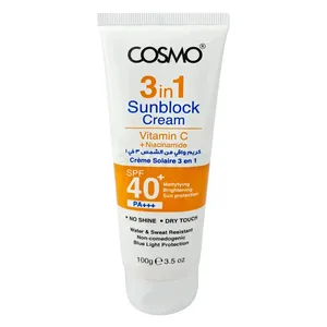 Cosmo 3 in 1 Vitamin C + Niacinamide Sunblock Cream SPF 40 PA+++ 100g (Made in Dubai)