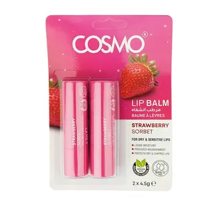 COSMO Strawberry Sorbet Lip Balm for Dry & Sensitive Lips (2 x 4.5g Sticks)
