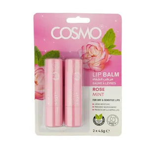 COSMO Rose Mint Lip Balm for Dry & Sensitive Lips (2 x 4.5g Sticks)