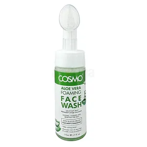 Cosmo Aloe Vera Foaming Face Wash with Built-in Silicone Brush – Purifying Deep Clean, 175 mL