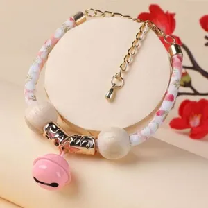 Pet Cat Retro-Style Neck Collar Belt with Multi Colour Bell