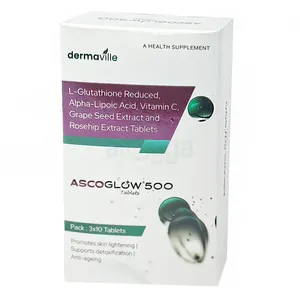 Dermaville Ascoglow 500 Tablet 30's – Antioxidant Skin Brightening Supplement (Box of 30)