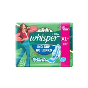 Whisper Ultra Cottony Soft Sanitary Pads with Wings XL+ for Heavy Flow 15's Pack