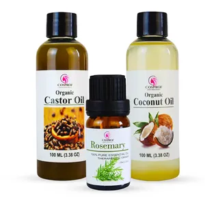 COSPROF Hair Care 3-in-1 Combo – Rosemary Oil 10ml, Organic Castor Oil 100ml & Organic Coconut Oil 100ml