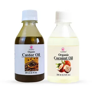 COSPROF Organic Castor & Coconut Oil Combo Pack 200ml – 100% Pure & Natural Hair & Skin Care Oil