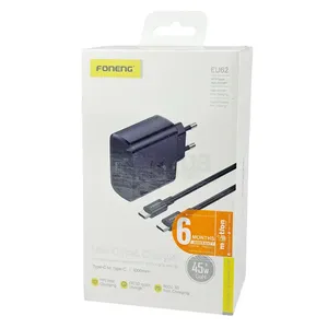 FONENG 45W GaN USB-C Wall Charger With Type-C Cable (EU62) - Black