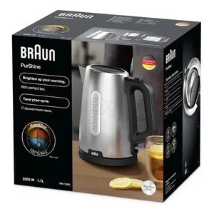Braun PurShine Water Kettle WK1500 – 2200W, Fast Boil, Anti-Scale Filter, 4-Way Safety Protection, Easy Fill, Black