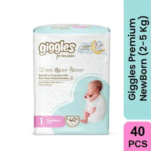 Giggles Premium Twin Pack 2-5Kg Newborn Diapers 40Pcs