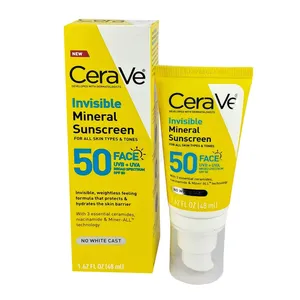 Cerave Invisible Mineral Sunscreen SPF 50 for All Skin Types & Tones – 48ml (Made in USA)
