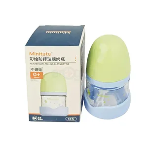 Minitutu Painted Anti-Falling Glass Bottle CB524-2 Orange Blue for 0+ Months 80ml