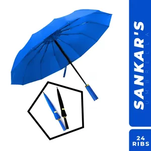 Sankar's Auto Open Umbrella – 24 Ribs Heavy Duty Strong Windproof Umbrella(Any Color)