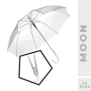 Moon Transparent Auto Open Umbrella – 8 Ribs Heavy Duty Strong Windproof Umbrella