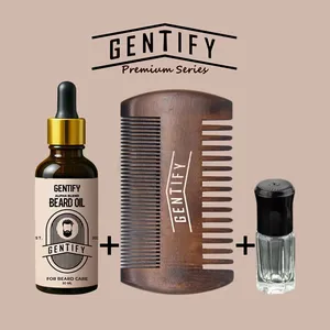Gentify Beard Care Combo Pack (Alpha Blend Beard Oil + Wooden Beard Comb + 3ml Perfume-Type Attar)