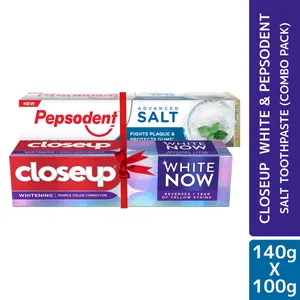 Closeup White & Pepsodent Salt Toothpaste Combo Pack (100g+140g)