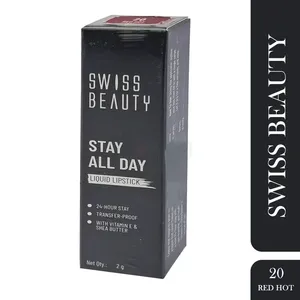 Swiss Beauty Stay All Day Liquid Lipstick - 20 Red Hot 2g