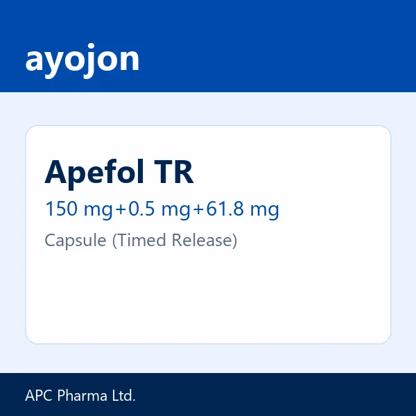Apefol TR 150 mg+0.5 mg+61.8 mg Capsule (Timed Release)