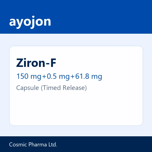 Ziron-F 150 mg+0.5 mg+61.8 mg Capsule (Timed Release)